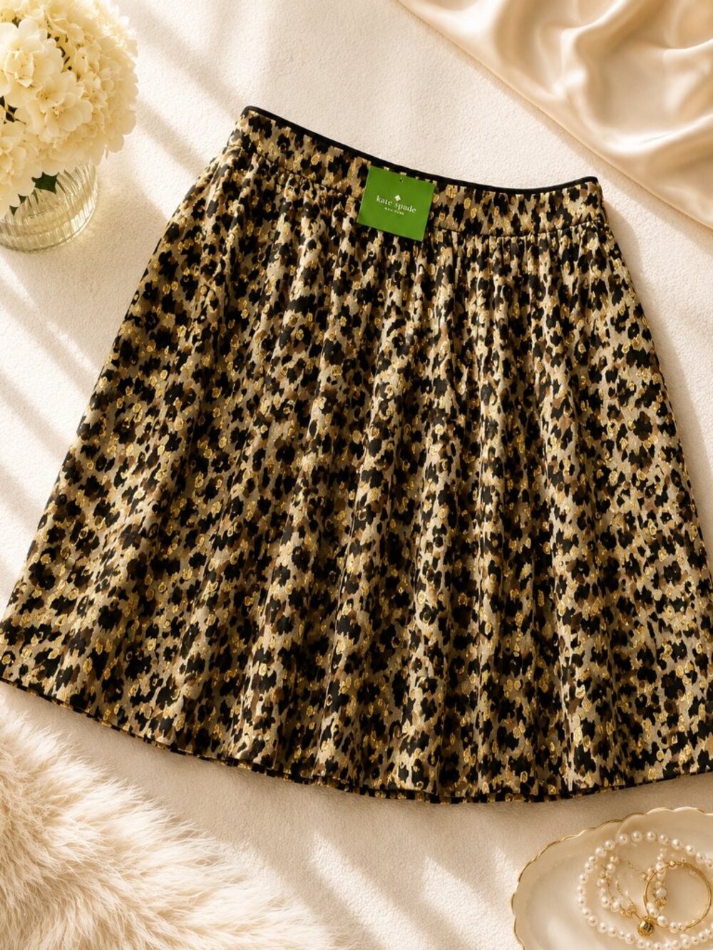 Kate Spade Leopard Clipped Dot Skirt Size 8 NWT